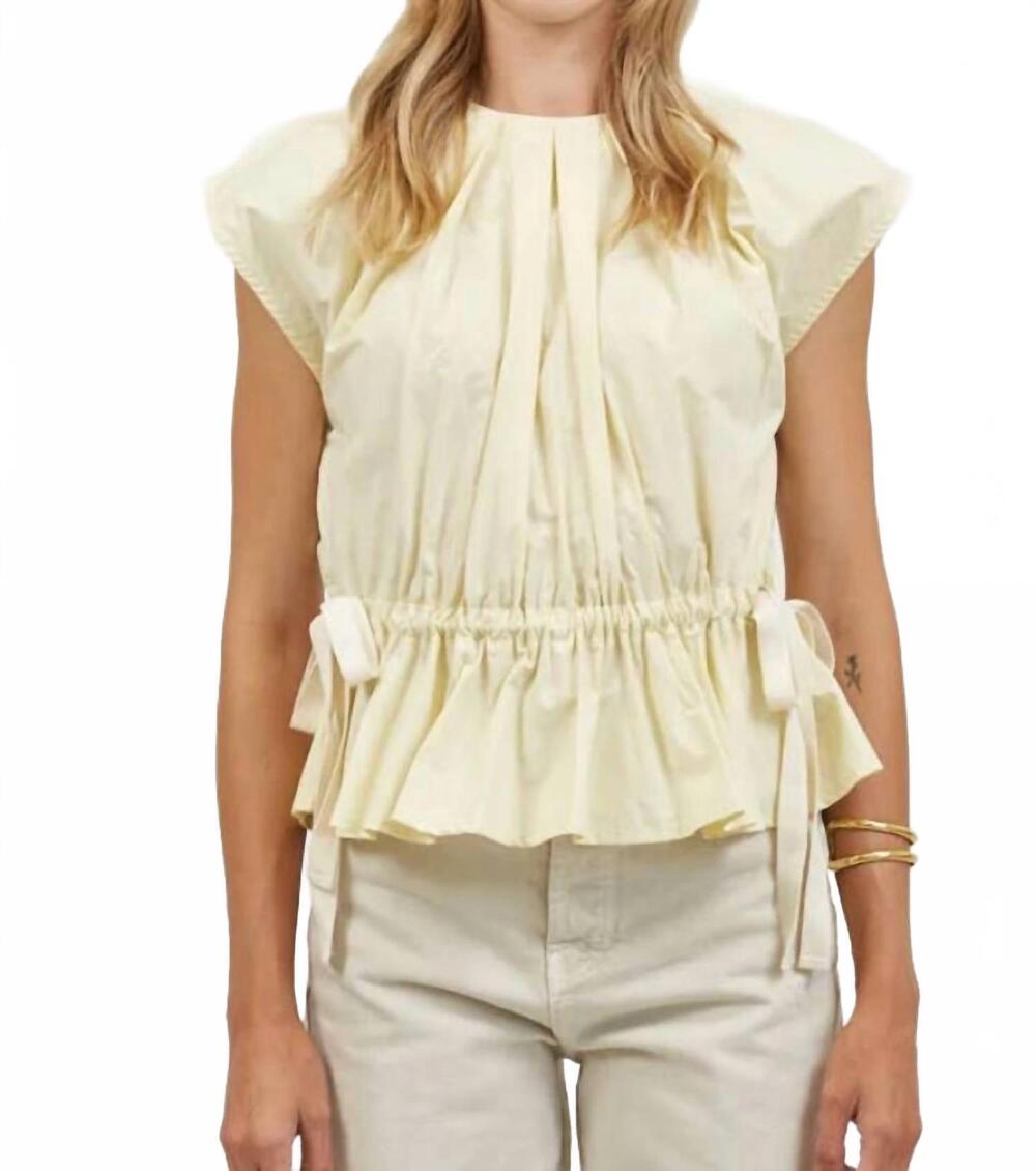 NEW A.REN nais pleated peplum top in yellow